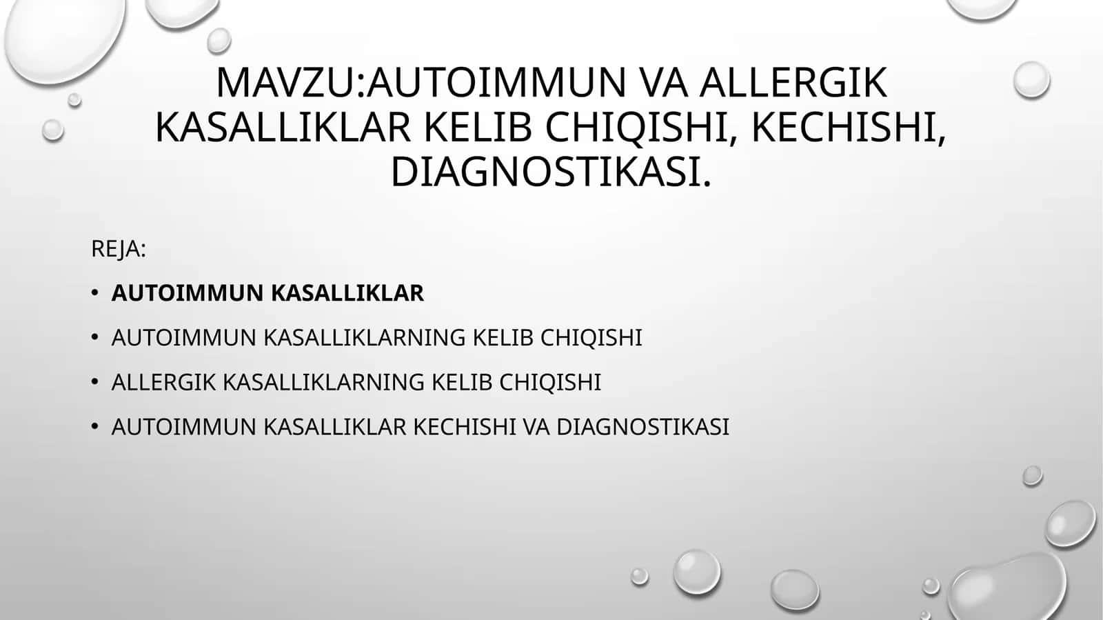 Autoimmun va allergik kasalliklar kelib chiqishi, kechishi, diagnostikasi 1
