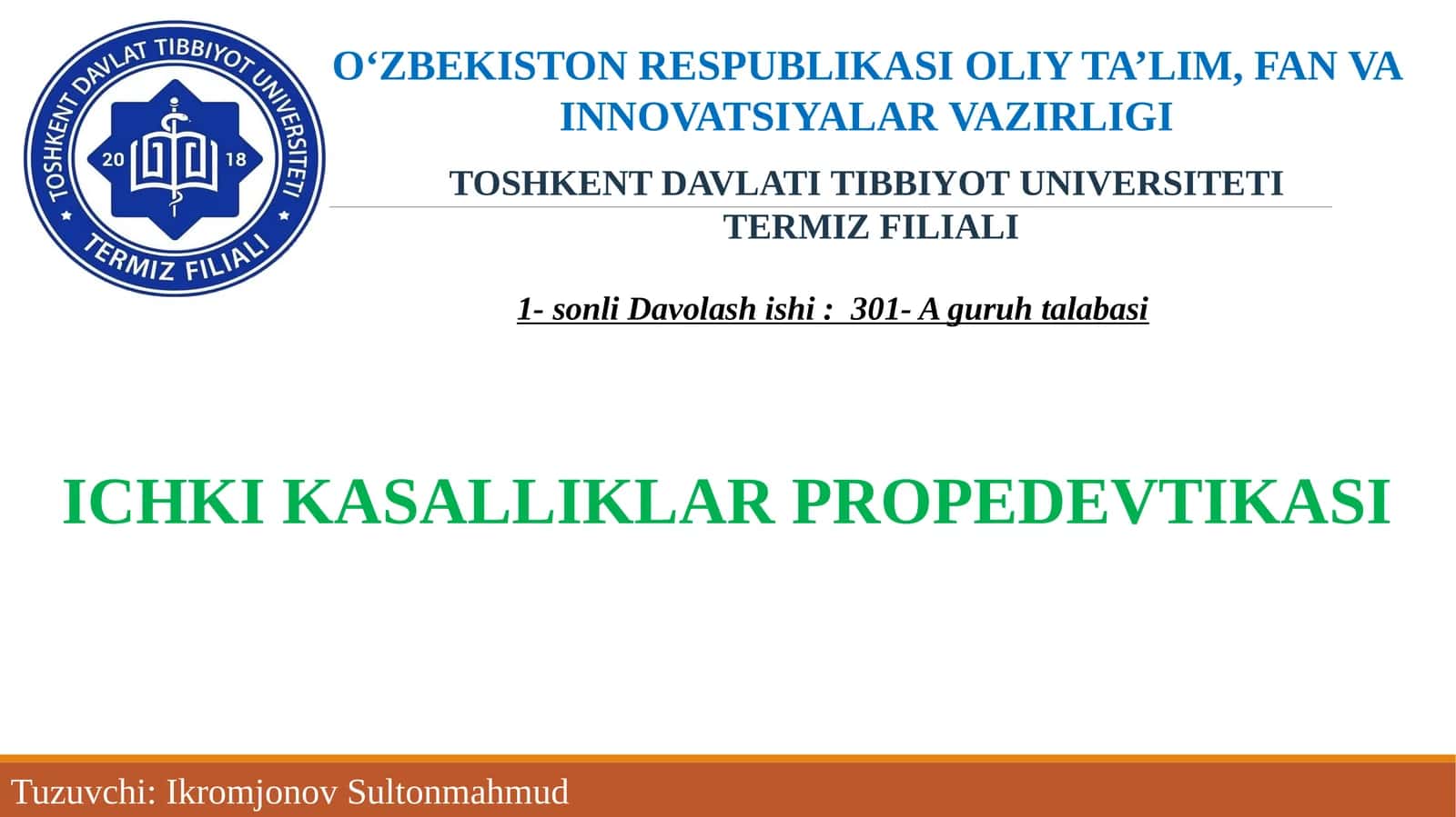 Ichki kasalliklar propedavtikasi 1