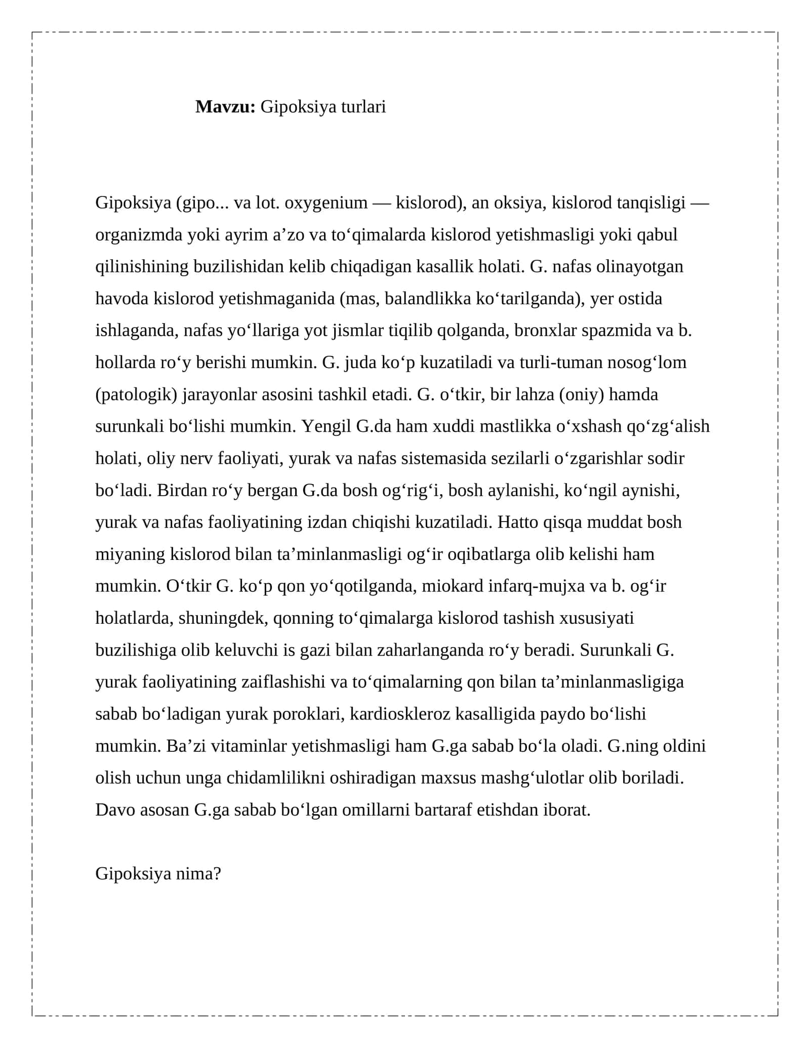 Gipoksiya turlari 1