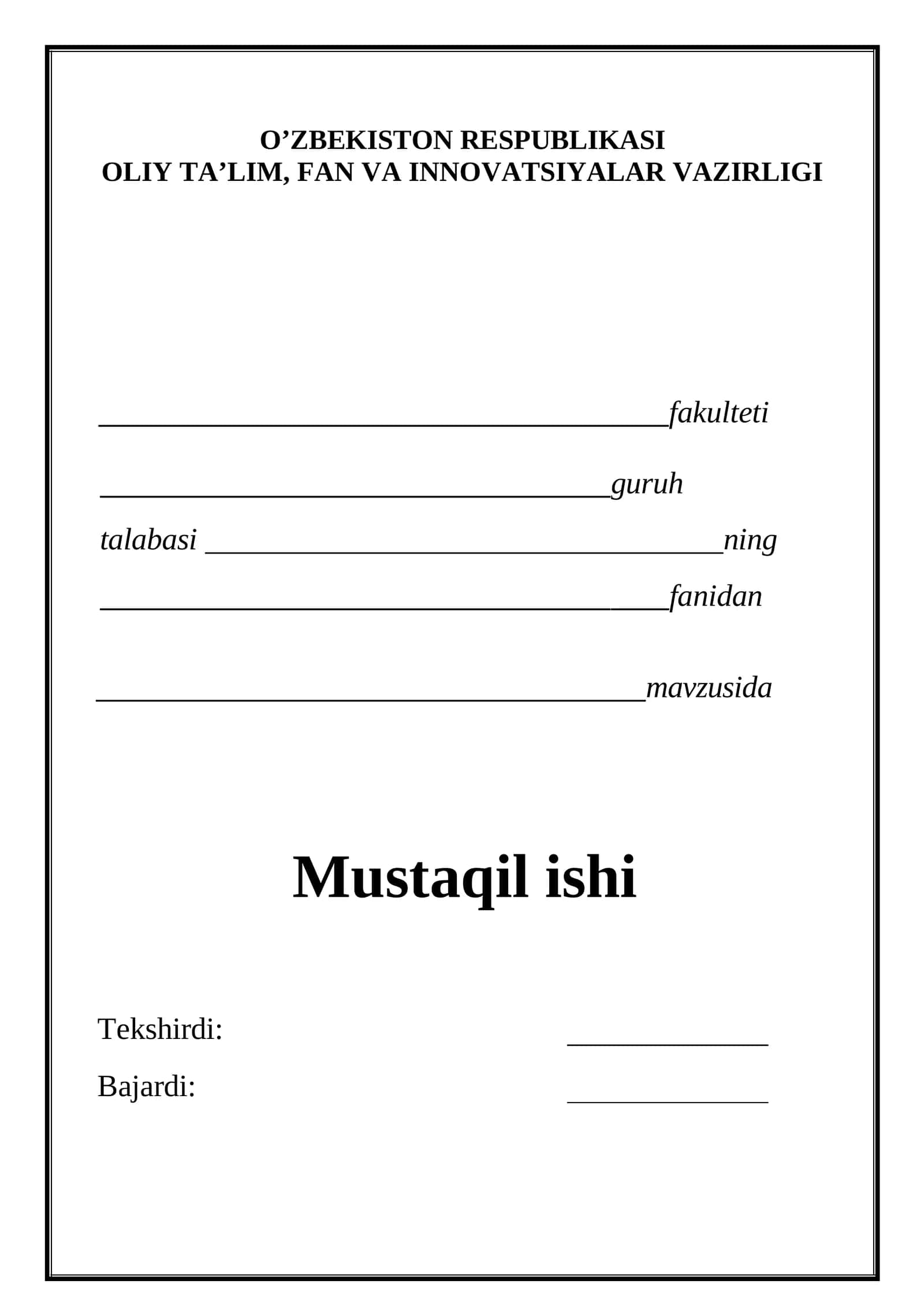 Mustaqil ishi yuzi 1