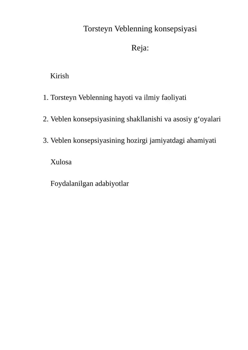 Torsteyn Veblenning konsepsiyasi 1