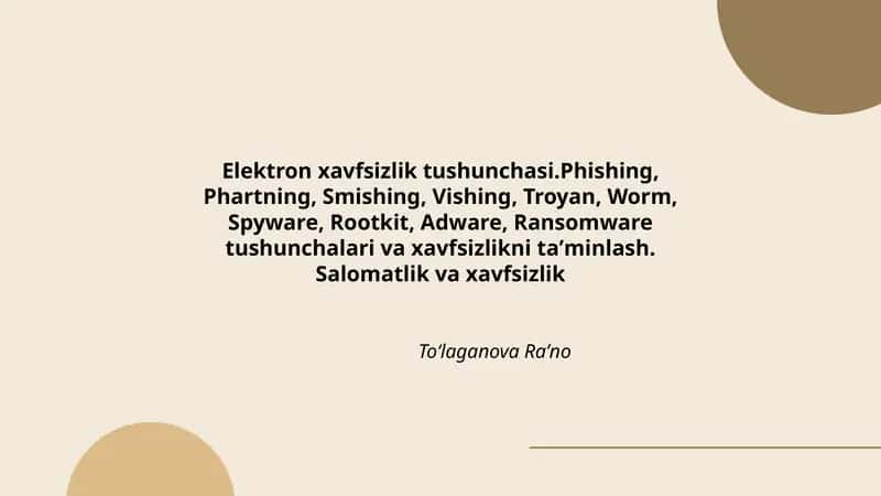 Elektron xavfsizlik tushunchasi 1
