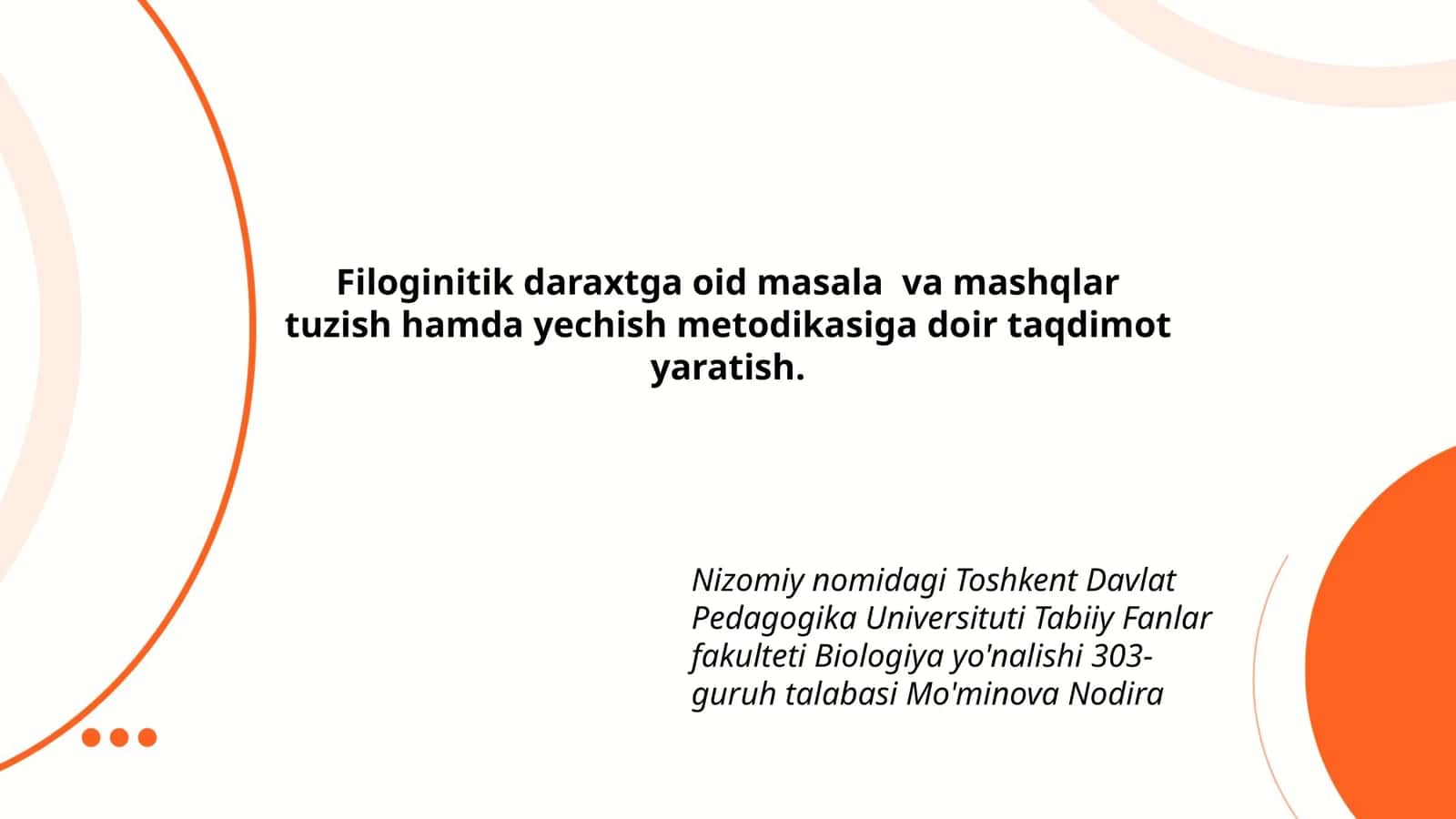 Filoginitik daraxtga oid masala va mashqlar tuzish 1