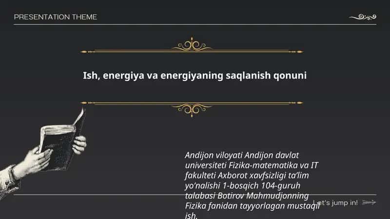 Ish, energiya va energiyaning saqlanish qonuni 1