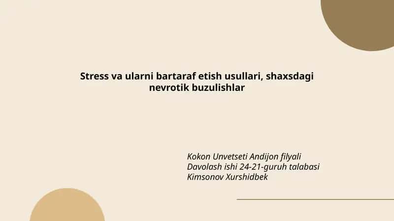 Stress va ularni bartaraf etish usullari 1