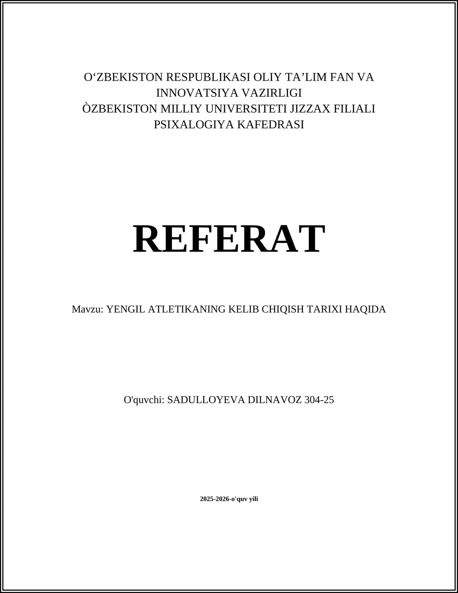 YENGIL ATLETIKANING KELIB CHIQISH TARIXI HAQIDA 1
