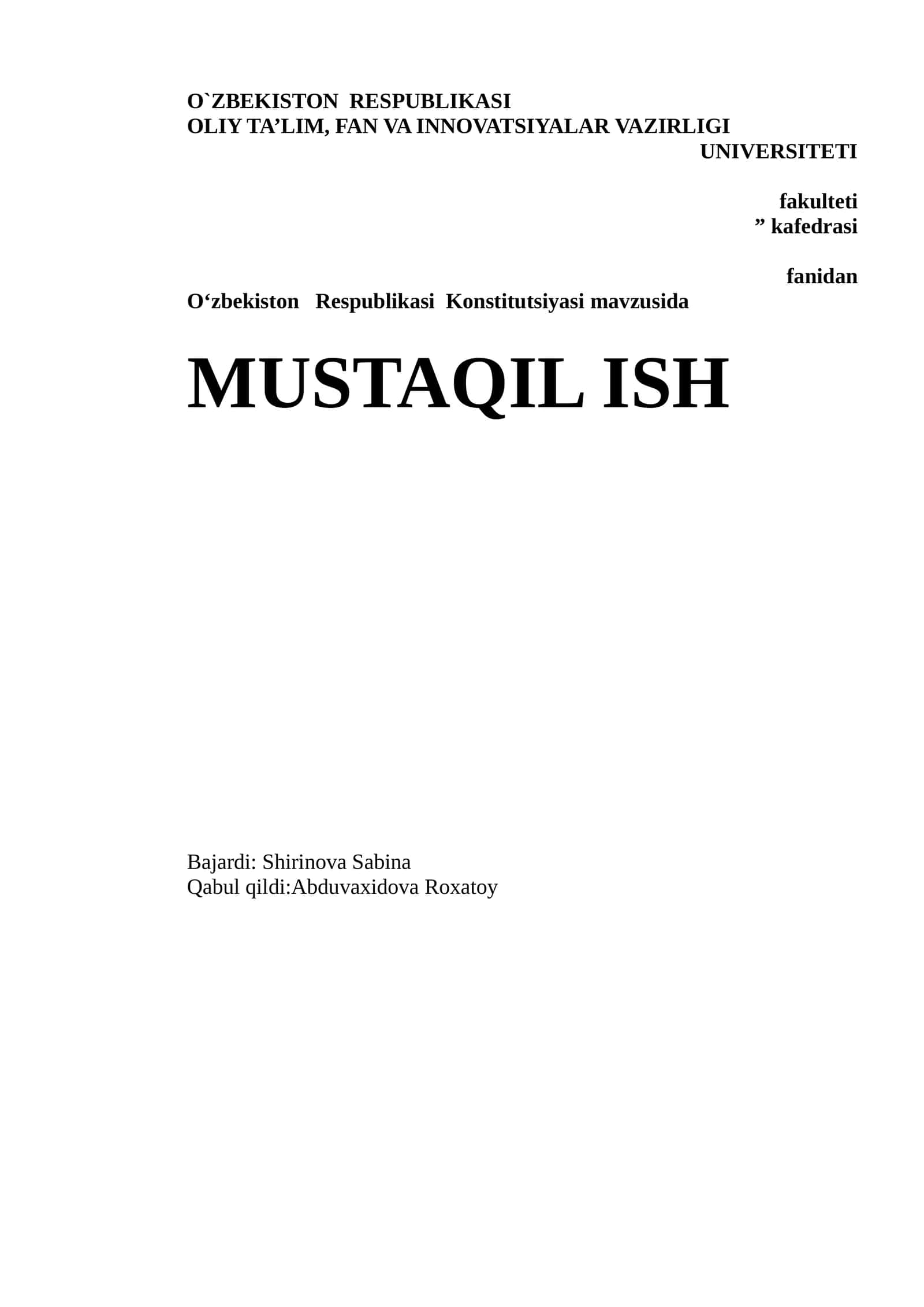 O‘zbekiston Respublikasi Konstitutsiyasi 1