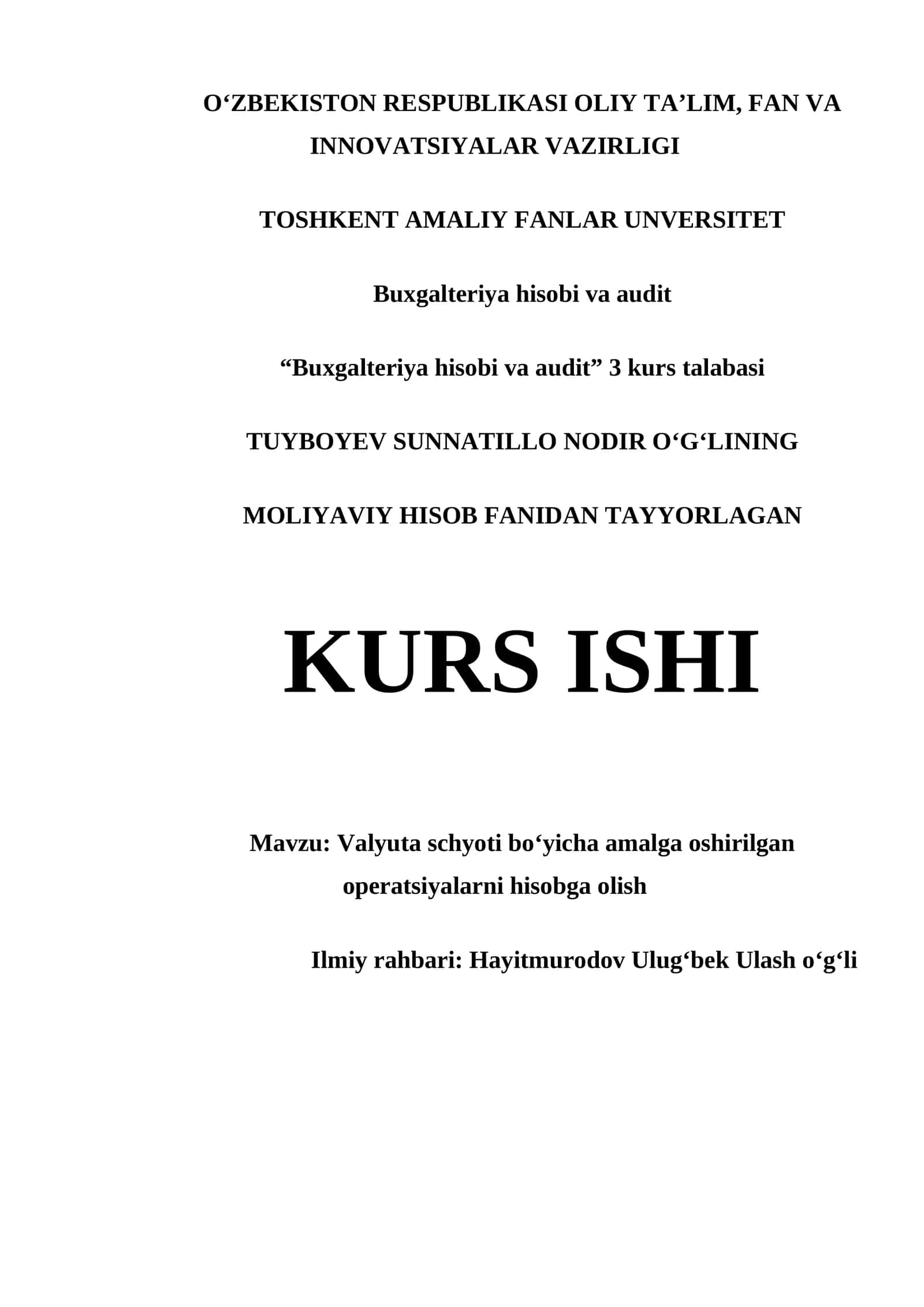 Valyuta Schyoti Bo'yicha Amalga Oshirilgan Operatsiyalarni Hisobga Olish 1