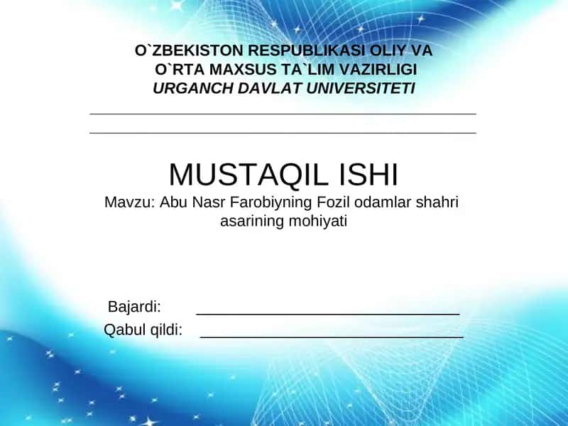 Abu Nasr Farobiyning Fozil odamlar shahriasarining mohiyati 1