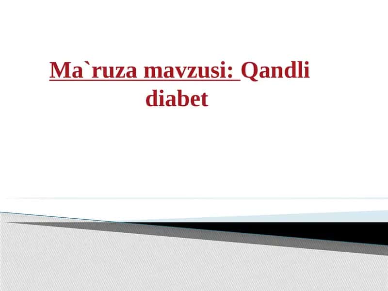 Qandli diabet 1