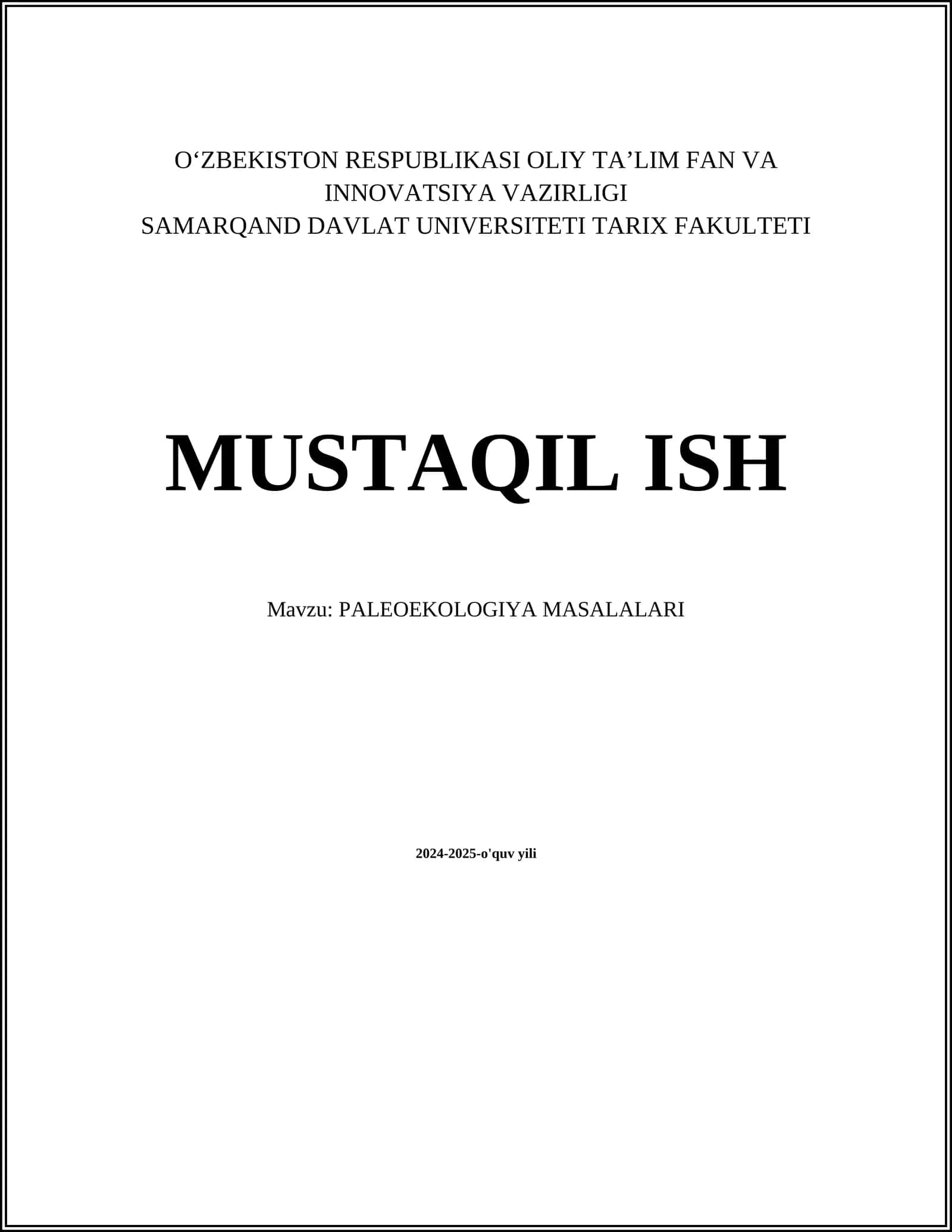 PALEOEKOLOGIYA MASALALARI 1