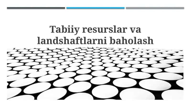 Tabiiy resurslar va landshaftlarni baholash 1