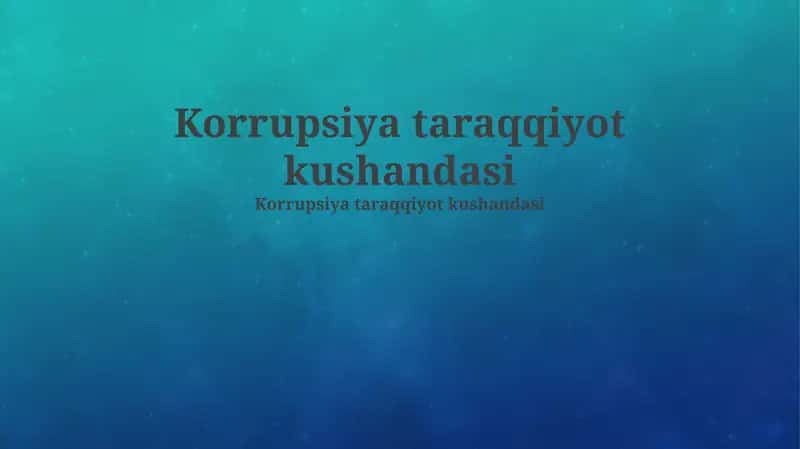 Korruptsiya va sog'liqni saqlash 1