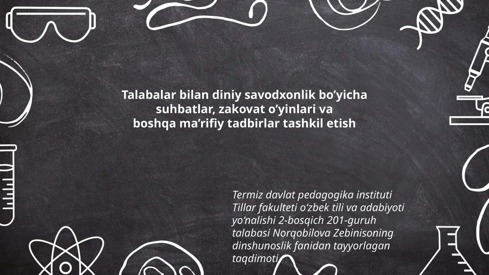 Norqobilova Zebinisoning dinshunoslik fanidan tayyorlagan taqdimoti 1