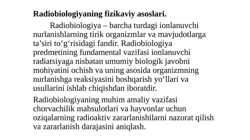 Radiobiologiyaning fizikaviyasoslari 1