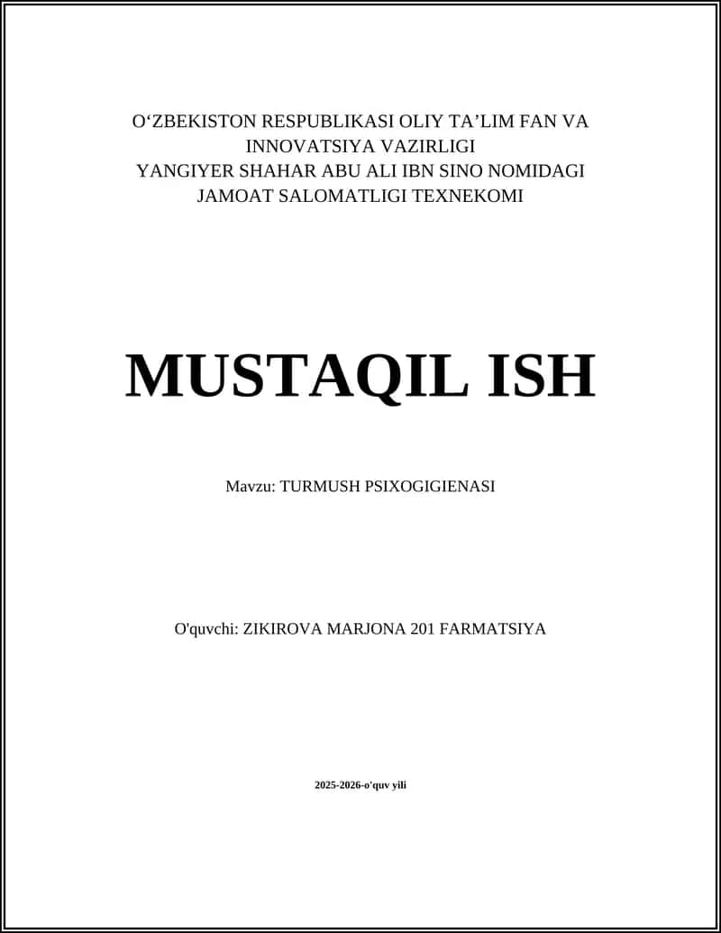 TURMUSH PSIXOGIGIENASI 1