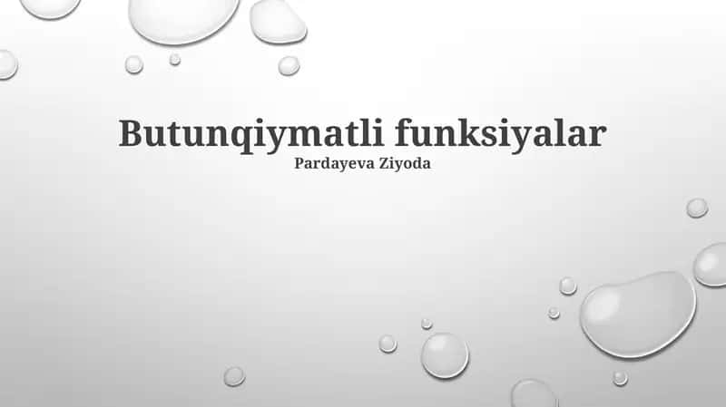 Butun qiymatli funksiyalar 1