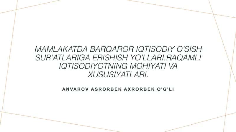 Barqaror iqtisodiy o'sish strategiyalari 1