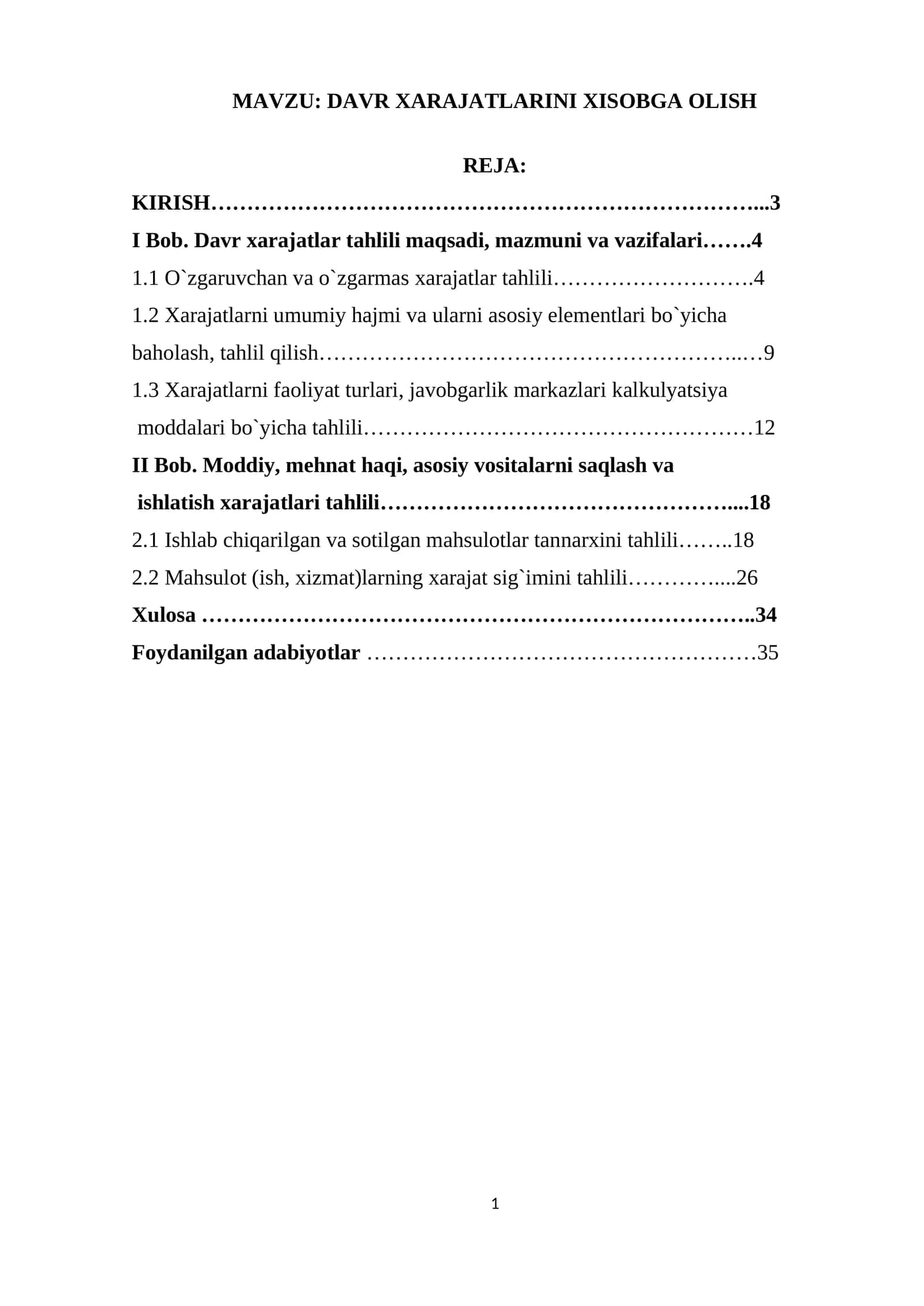 DAVR XARAJATLARINI XISOBGA OLISH 1