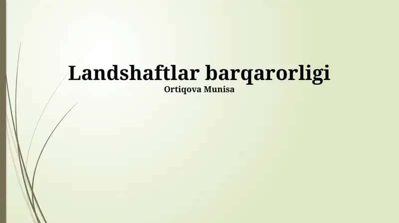 Landshaftlar barqarorligi 1