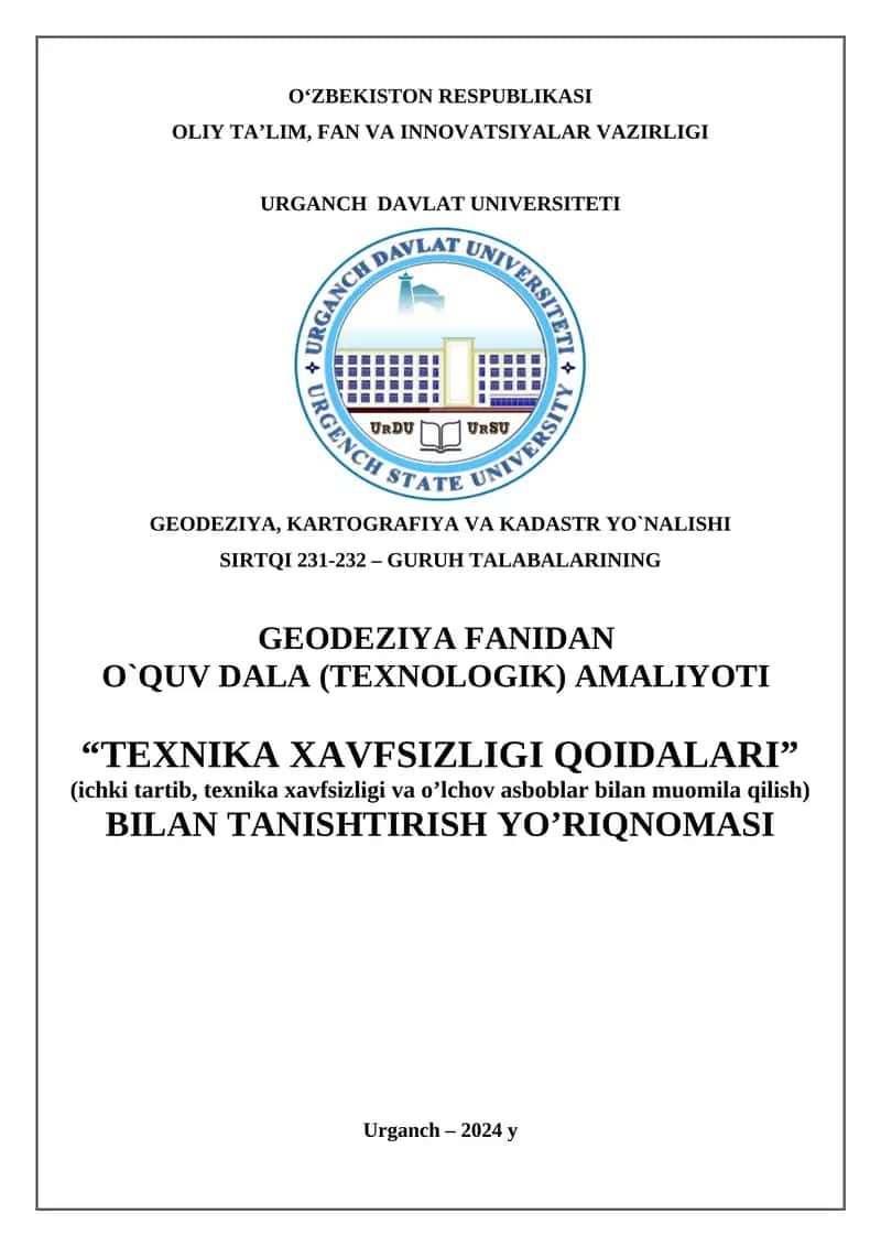 Geodeziya, kartografiya va kadastr yo`nalishi 1
