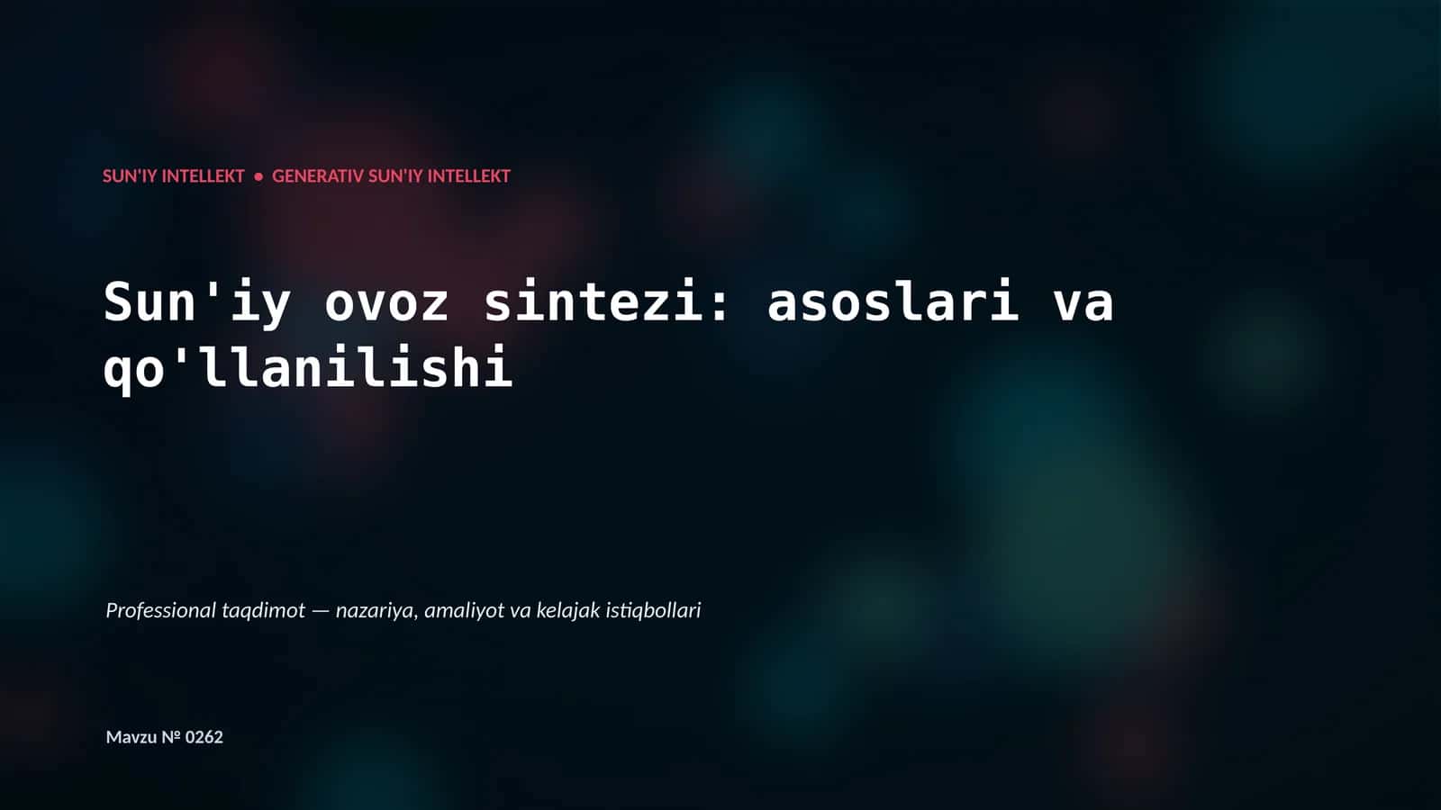 Generativ Sun'iy Intellekt 1