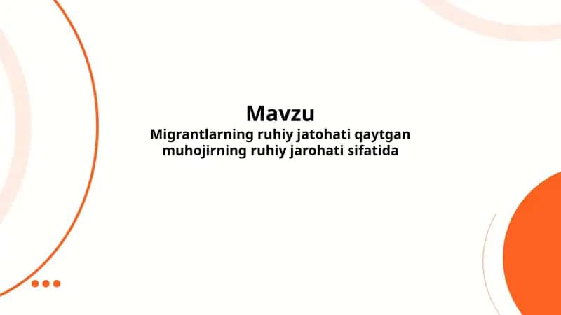 Migrantlarning ruhiy jatohati qaytgan muhojirning ruhiy jarohati sifatida 1