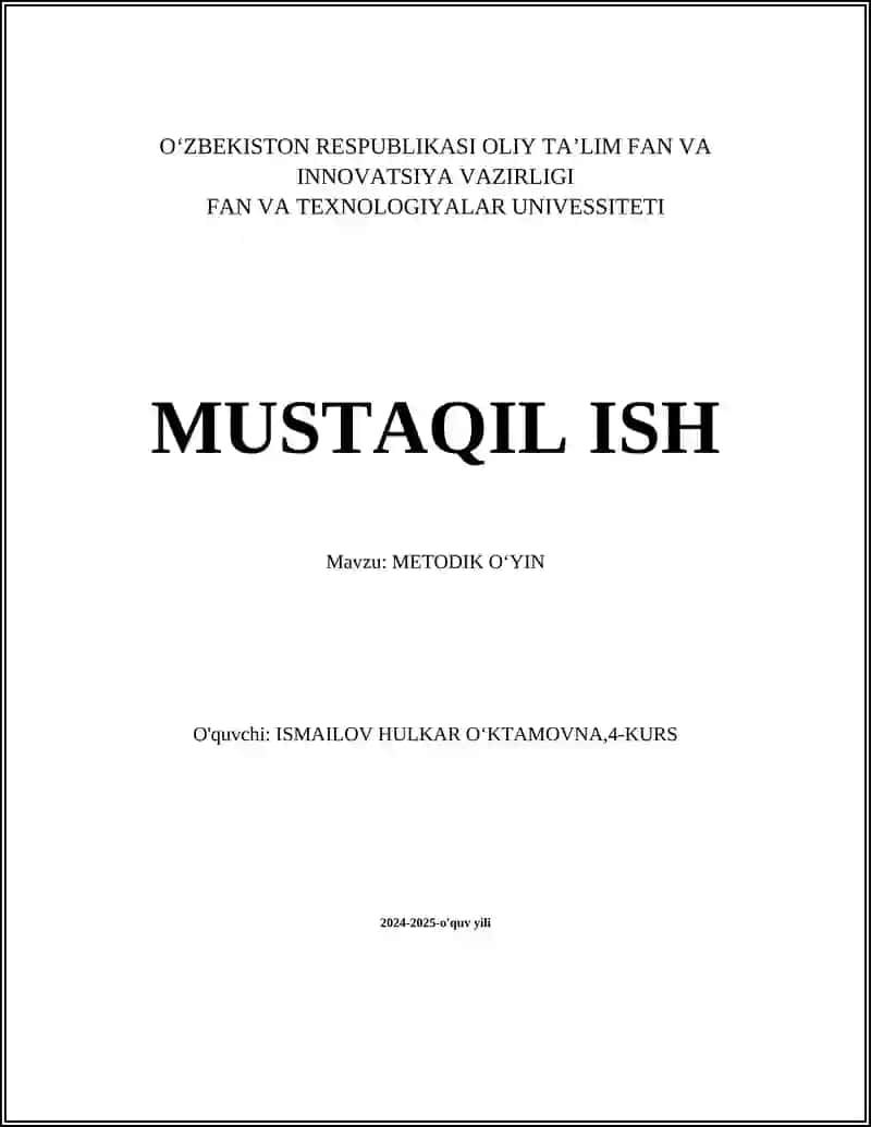 METODIK OʻYIN