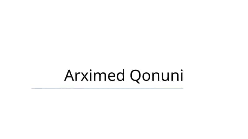 Arximed Qonuni 1