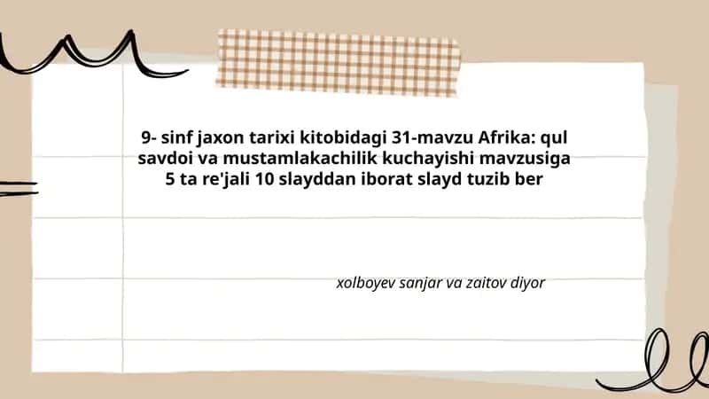 Afrika: qul savdoi va mustamlakachilik kuchayishi 1