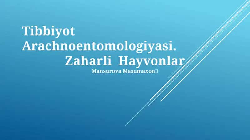 Tibbiyot Arachnoentomologiyasi 1