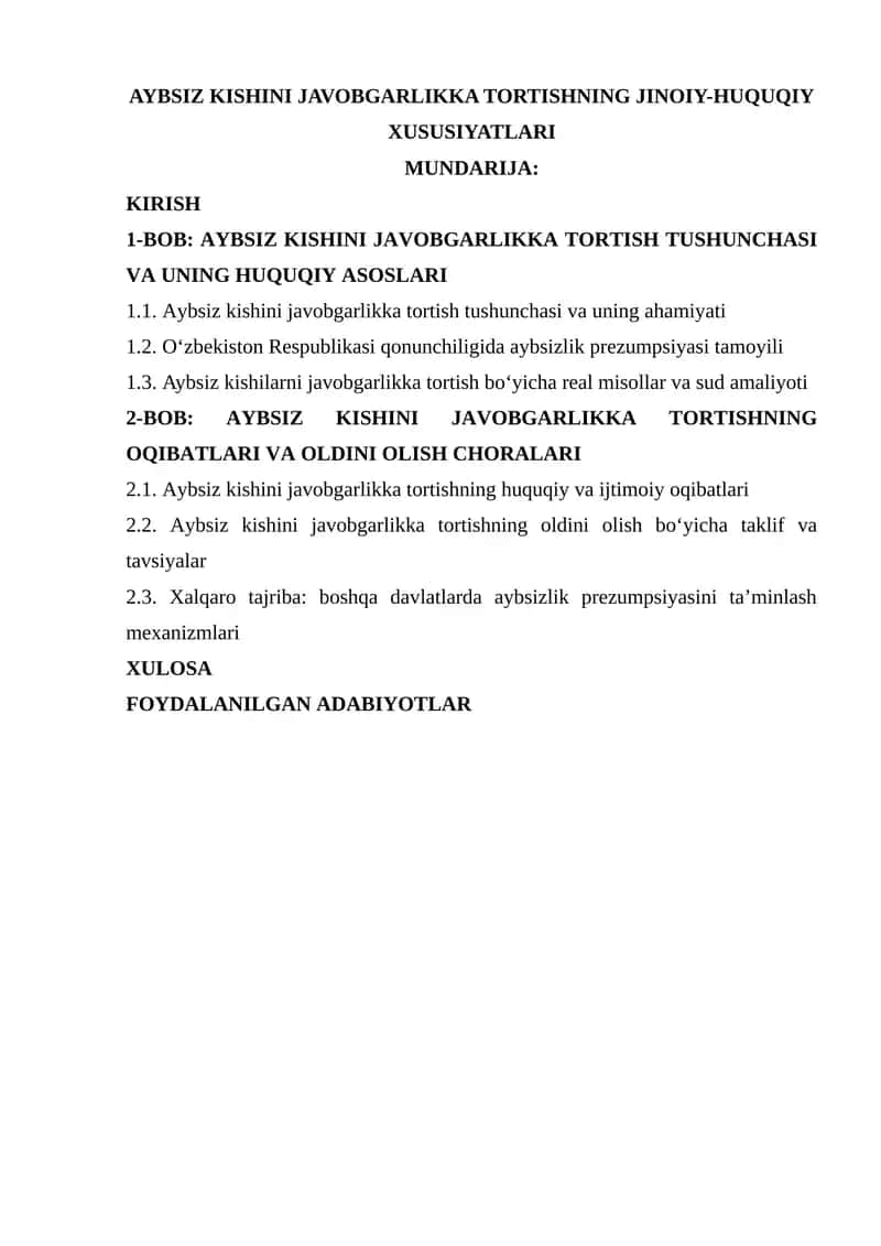 Aybsiz Kishini Javobgarlikka Tortishning Jinoiy-Huquqiy Xususiyatlari 1