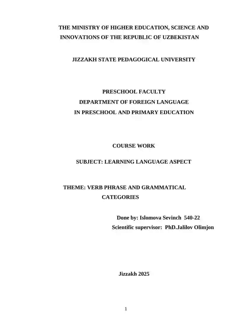 COURSE WORK ON LEARNING LANGUAGE ASPECT