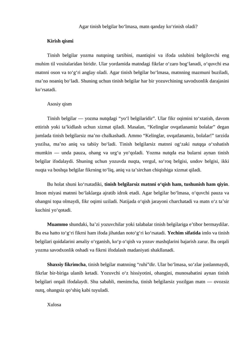 Tinish Belgilari 1