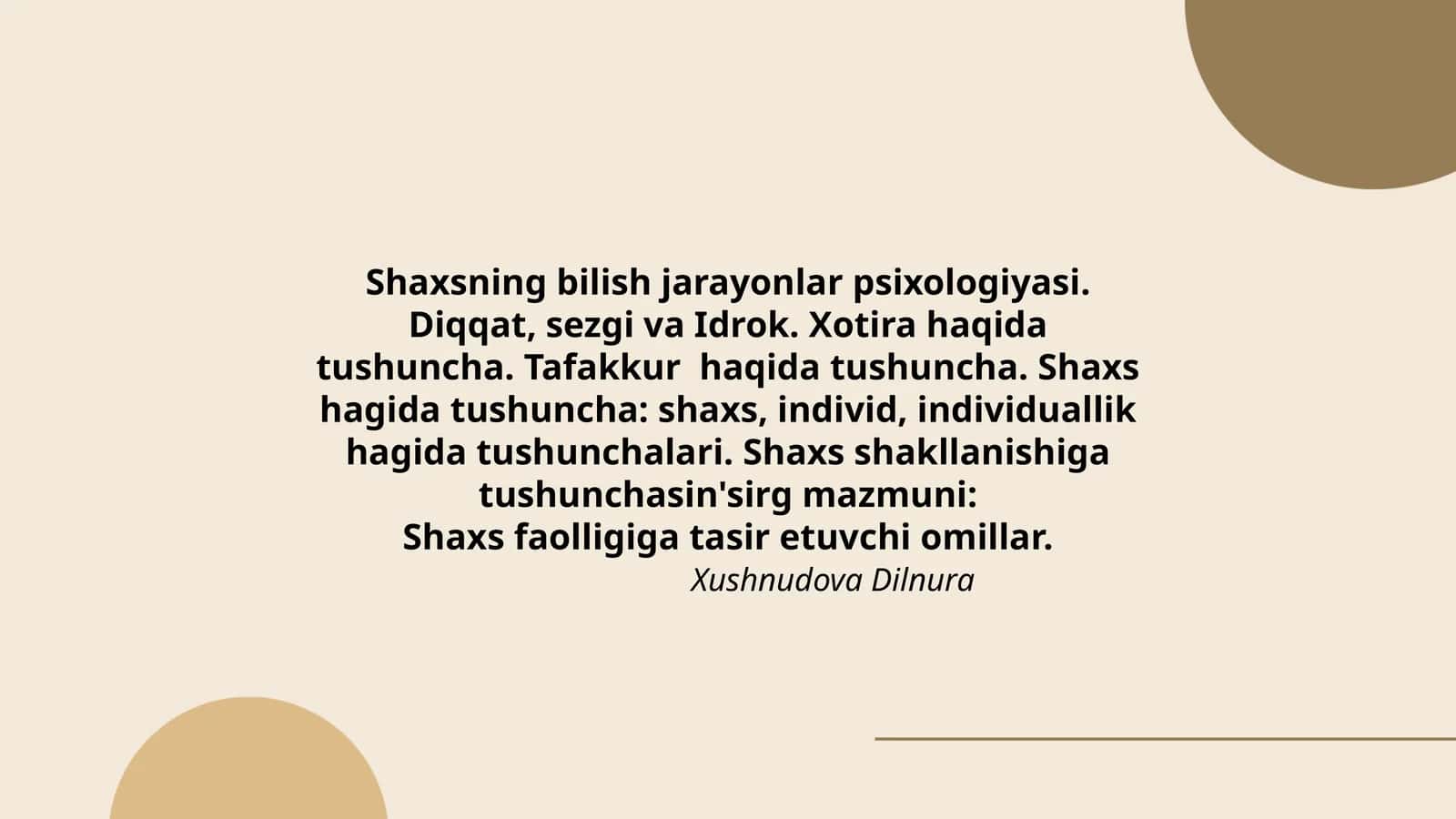 Shaxsning bilish jarayonlar psixologiyasi 1