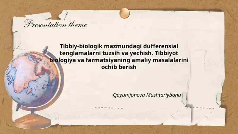 Tibbiy-biologik dufferensial tenglamalar 1