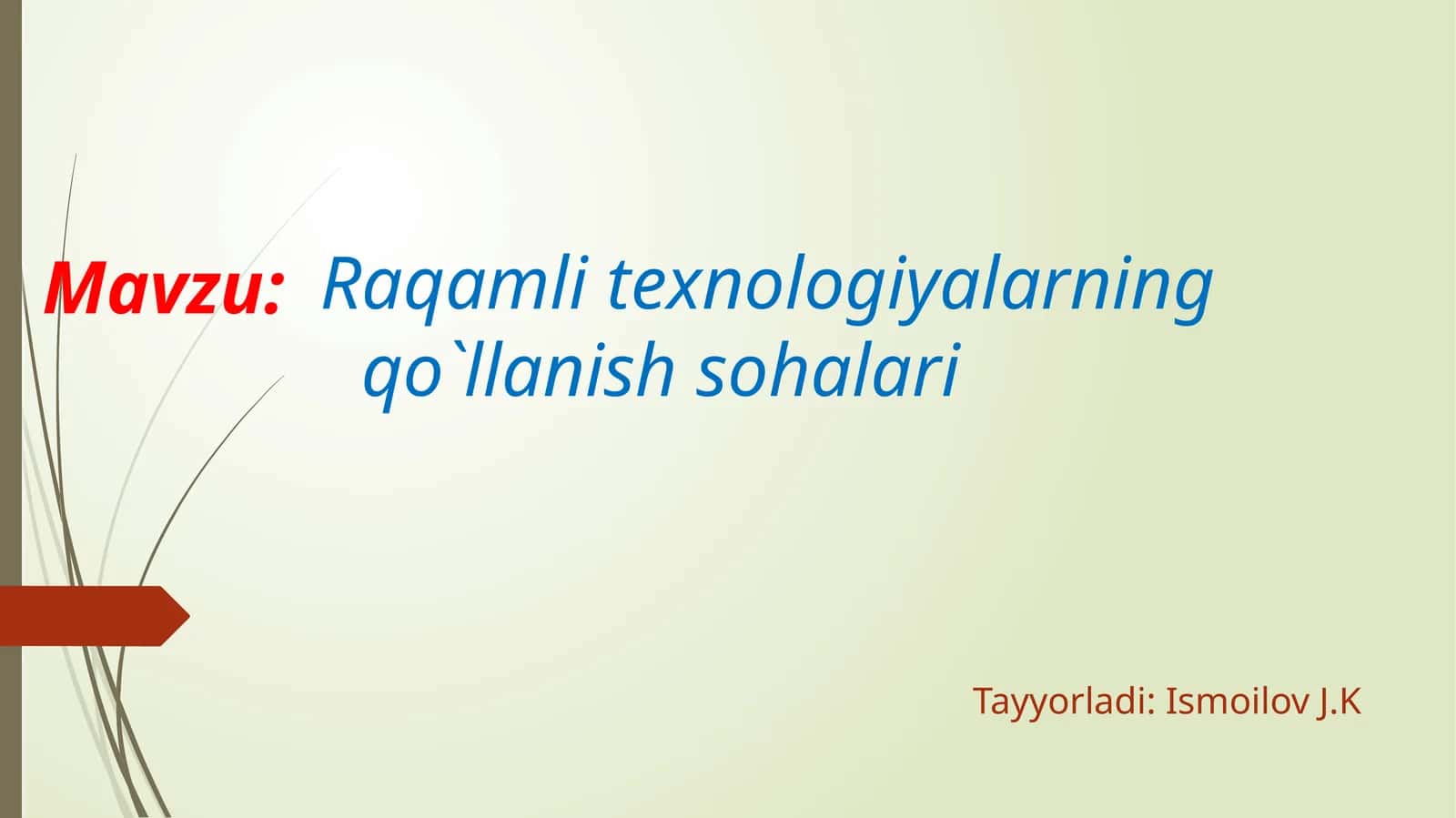 Raqamlitexnologiyalarningqo`llanishsohalari 1