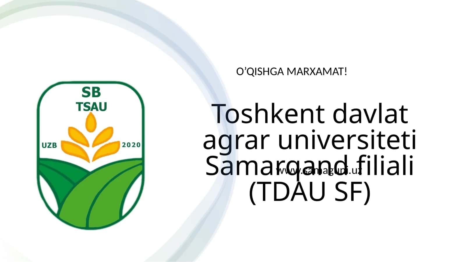 Toshkent davlat agrar universiteti Samarqand filiali (TDAU SF) 1