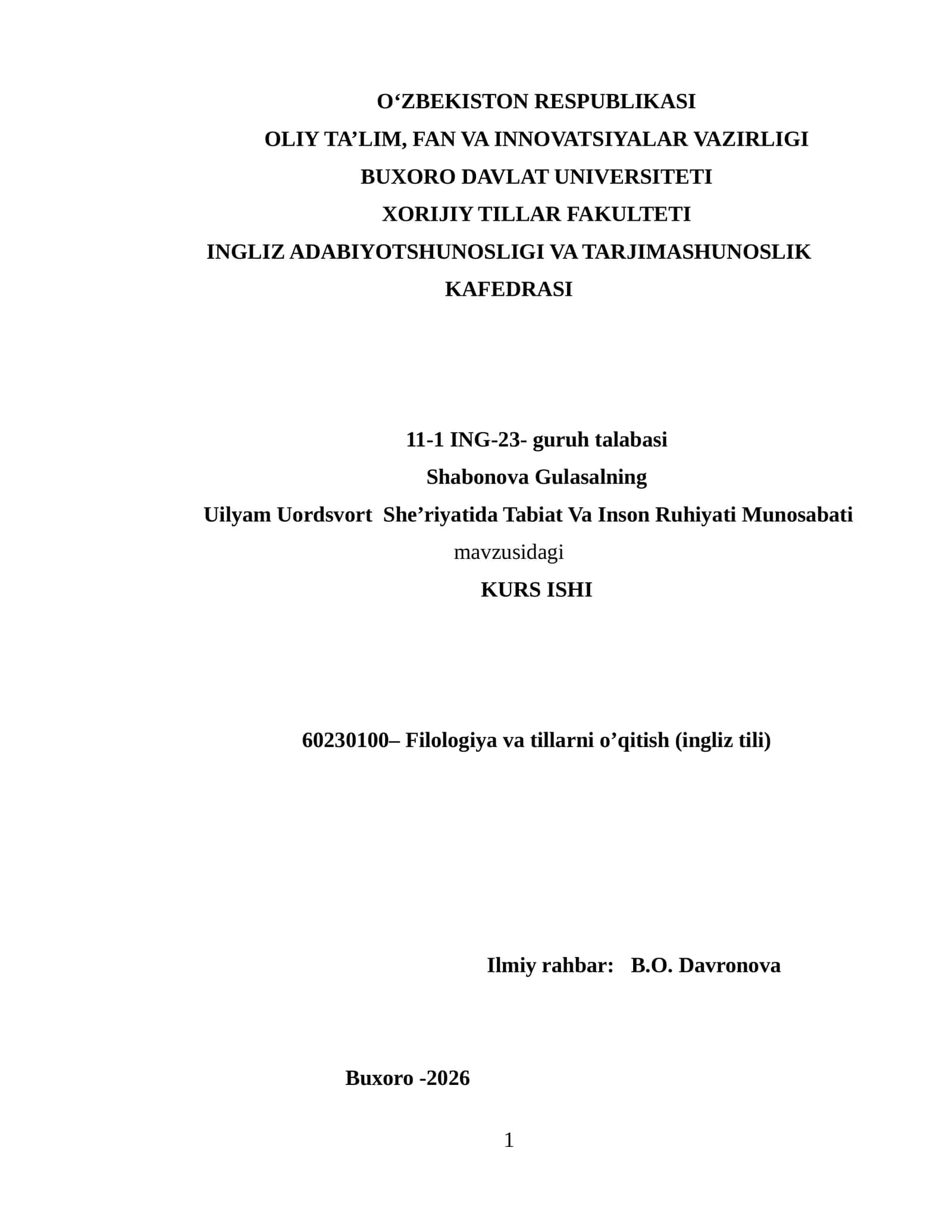 Uilyam Uordsvort She’riyatida Tabiat Va Inson Ruhiyati Munosabati 1