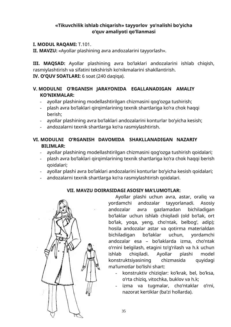 Ayollar plashining avra andozalarini tayyorlash 1