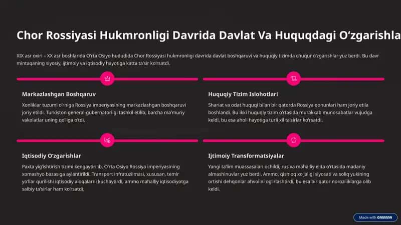 Chor Rossiyasi Hukmronligi Davrida Davlat Va Huquqdagi Oʻzgarishlar 1