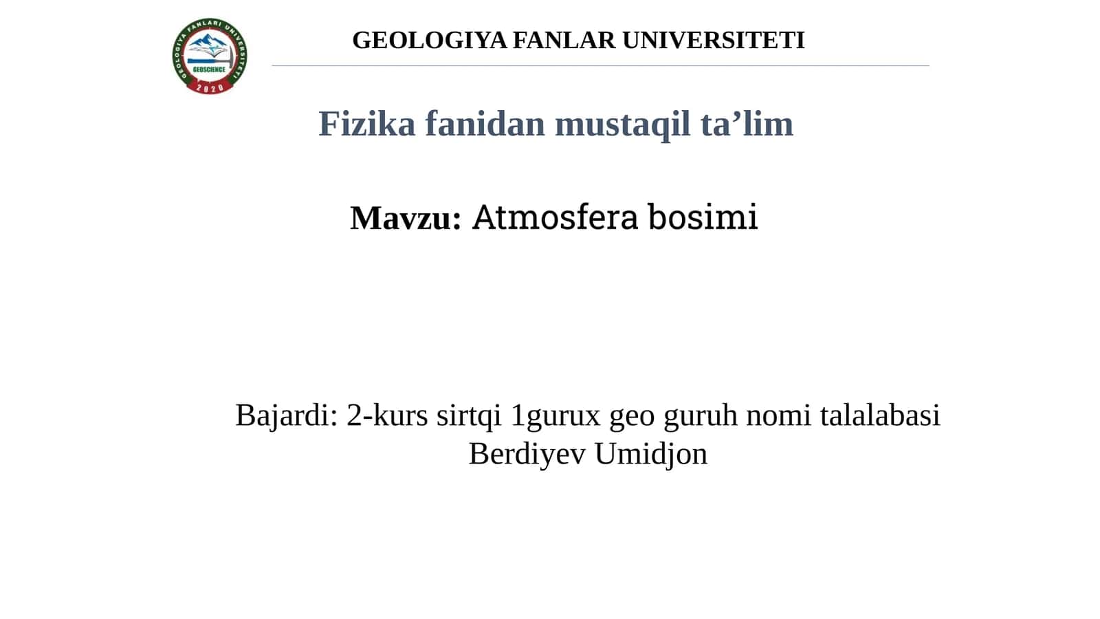Atmosfera bosimi 1