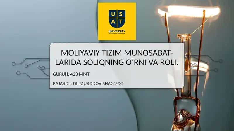 Moliyaviy tizim munosabat-larida soliqning o‘rni va roli 1