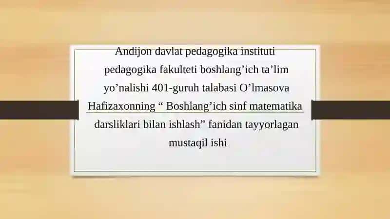 Muhammad Xorazmiy va uning arifmetika darsligi