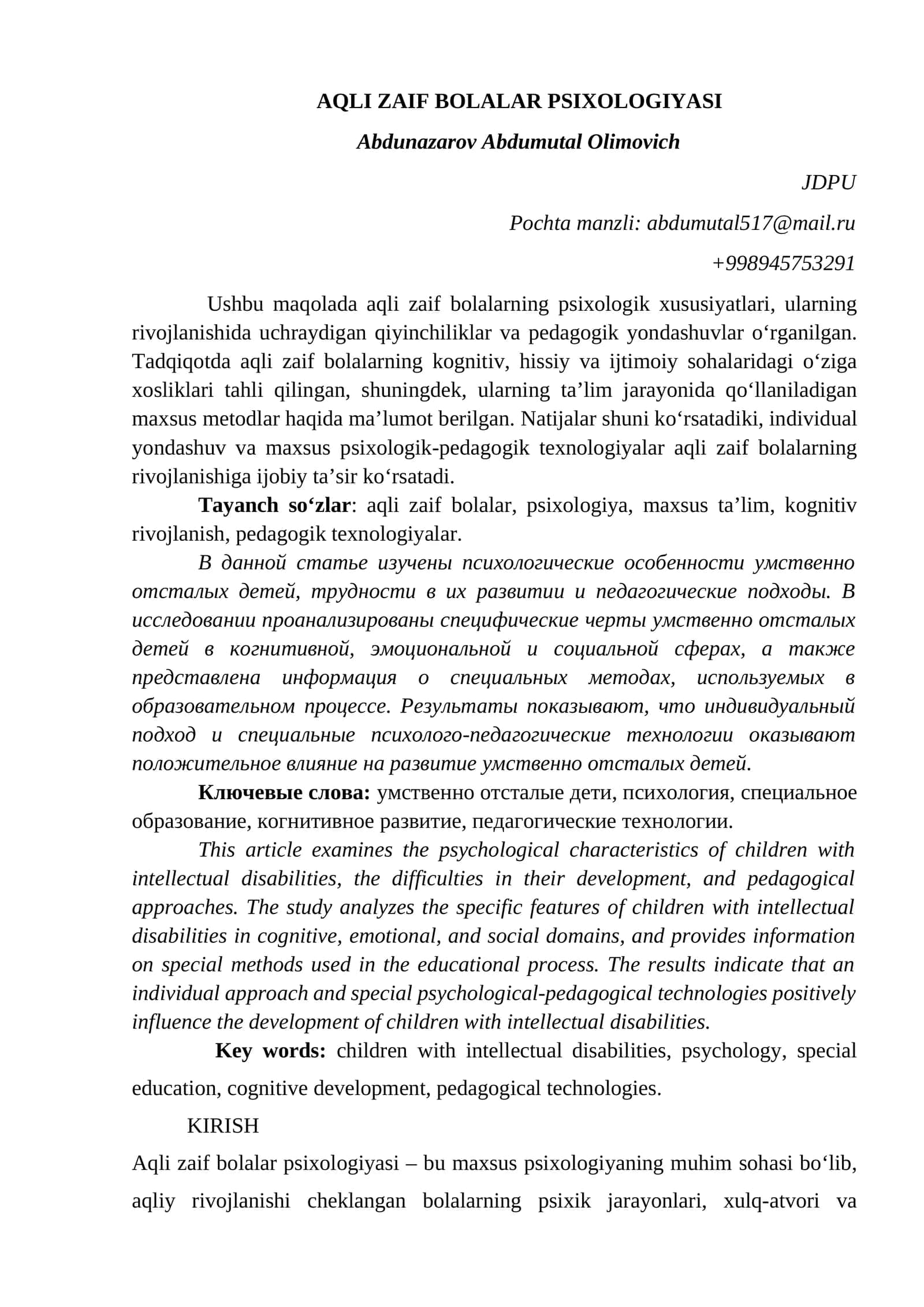AQLI ZAIF BOLALAR PSIXOLOGIYASI 1