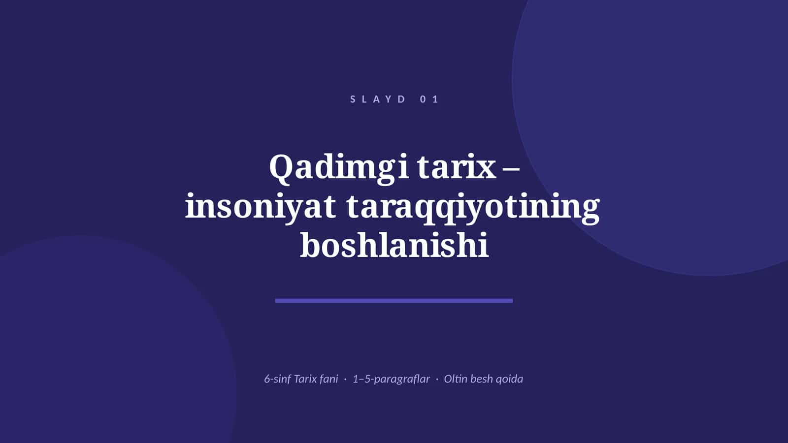 Qadimgi tarix – insoniyat taraqqiyotining boshlanishi 1