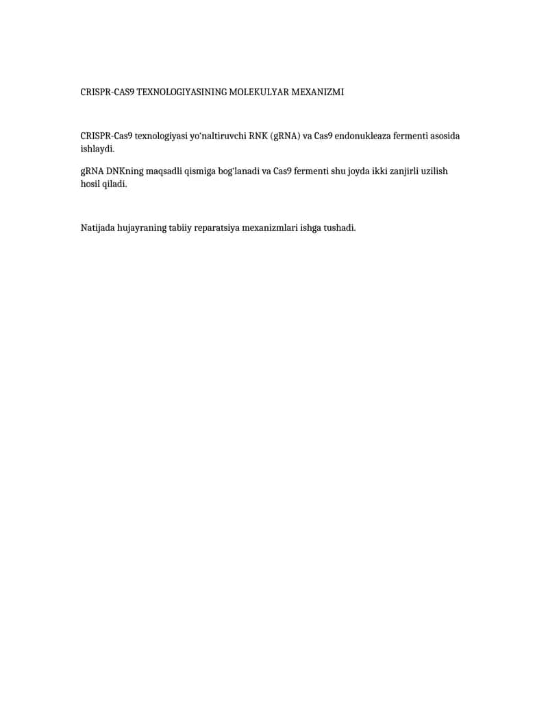 CRISPR-CAS9 TEXNOLOGIYASINING MOLEKULYAR MEXANIZMI 1