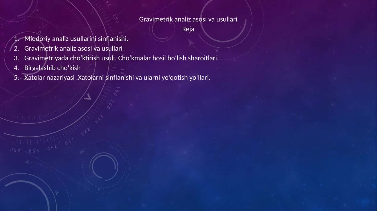 Gravimetrik analiz asosi va usullari 1