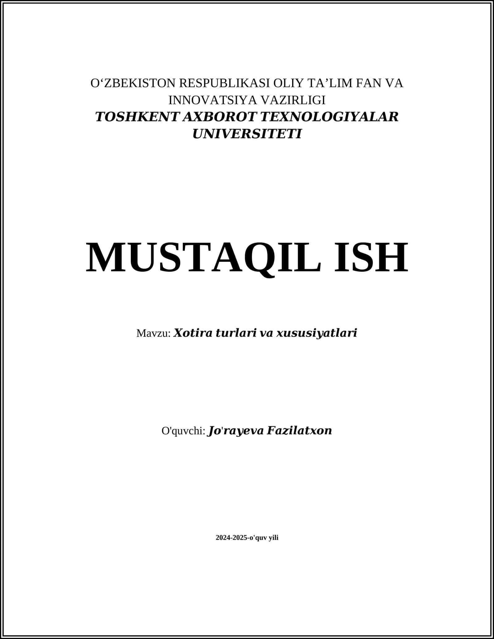 Xotira turlari: Deklarativ va protsedural xotira 1