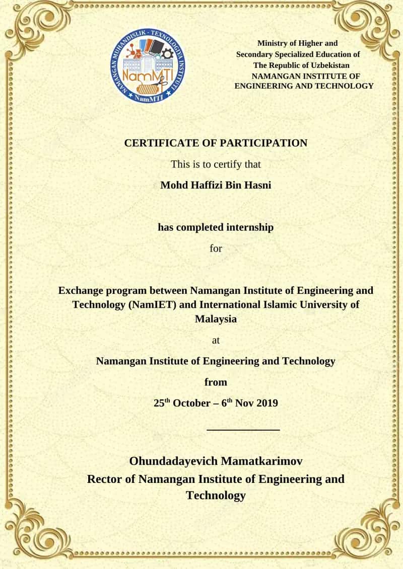Certificate of Participation 1